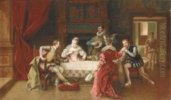 The Dinner Party Oil Painting by Ladislaus Bakalowicz