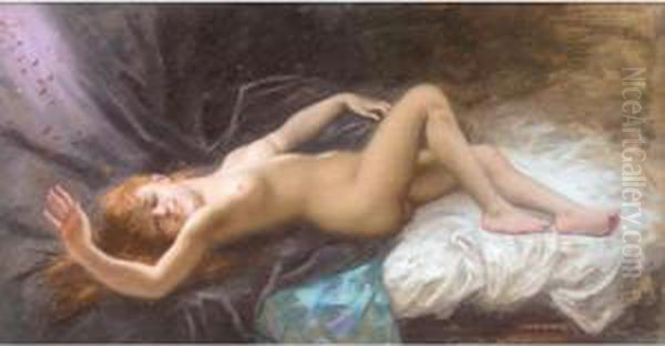 Reclining Nude Oil Painting by Ladislaus Bakalowicz