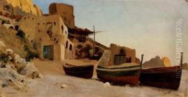 Spiaggetta Con Barche In Secca Oil Painting by Stefan W. Bakalowicz