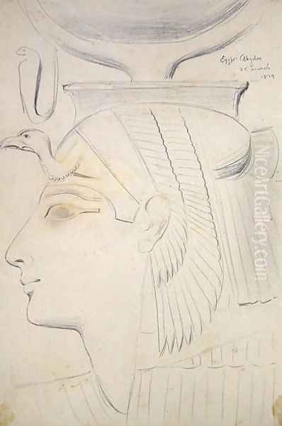 Study of a Relief of a Goddess in the Temple of Seti I, Abydos, 1874 Oil Painting by F. A. Bridgeman