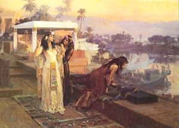 1896 Cleopatra on the terraces of Philae Oil Painting by F. A. Bridgeman