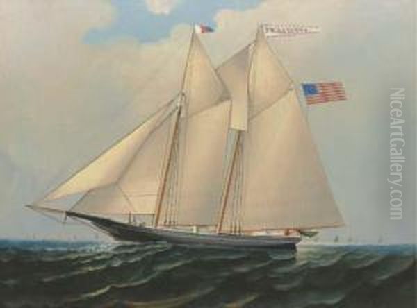 The Fishing Schooner Oil Painting by Elisha (Taylor) Baker