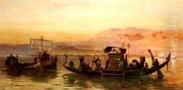 Cleopatras Barge Oil Painting by F. A. Bridgeman