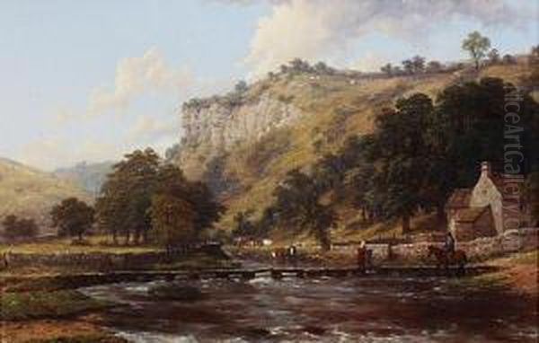 Scene In Monsal-dale Oil Painting by Thomas Baker Of Leamington