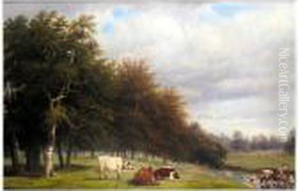 Stoneleigh Park Oil Painting by Thomas Baker Of Leamington