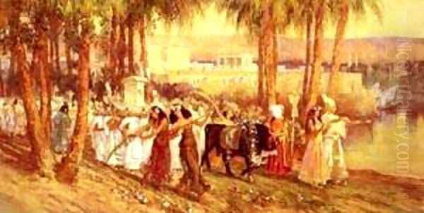 An Egyptian Procession Oil Painting by F. A. Bridgeman