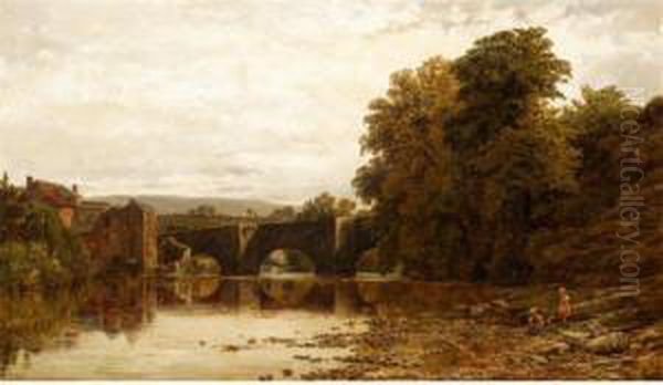 Ludford Bridge, Ludlow Oil Painting by Samuel Henry Baker