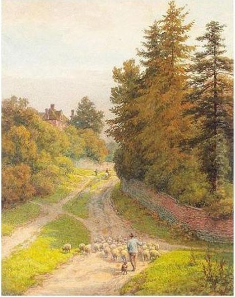 Lane At Bredon, Worcestershire Oil Painting by Samuel Henry Baker