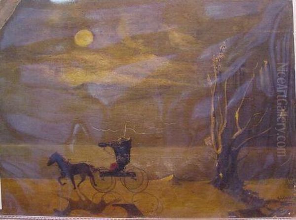 Once Upon A Midnight Eerie Oil Painting by Samuel Henry Baker