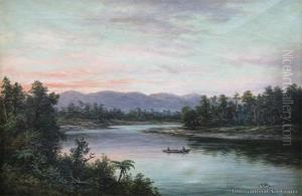 Grey River Oil Painting by William George Baker