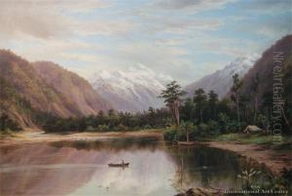 North Fiord, Lake Te Anau Oil Painting by William George Baker