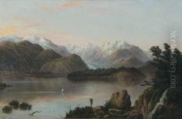 Lake Mapourika Oil Painting by William George Baker