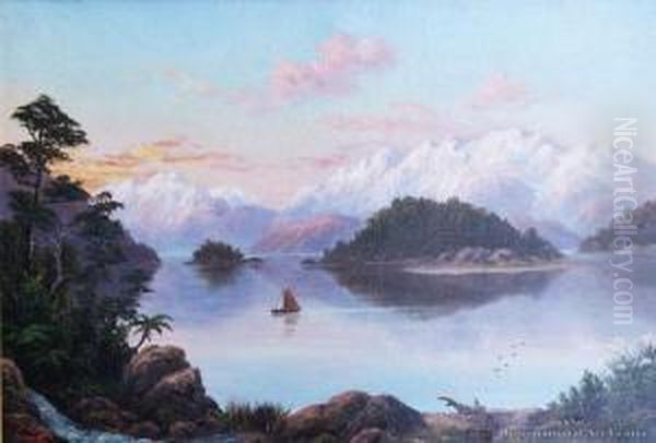 Lake Manapouri Oil Painting by William George Baker