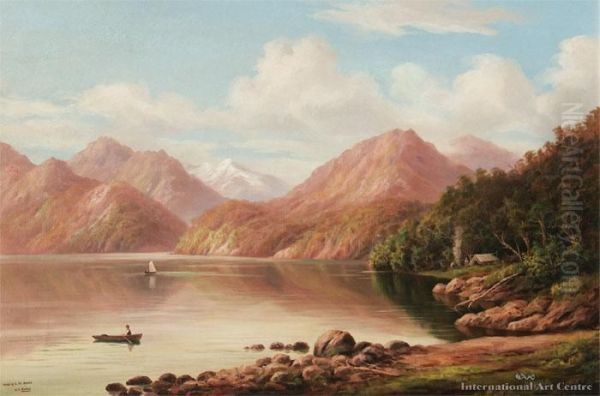 Head Of Lake Te Anau Oil Painting by William George Baker