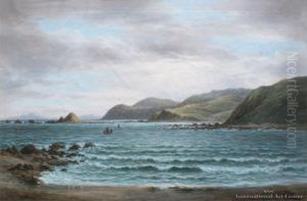 Near Island Bay Oil Painting by William George Baker