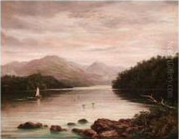 Lake Te Anau, South Island, New Zealand Oil Painting by William George Baker