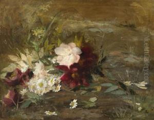 Flowers On The Bank Oil Painting by Geraldine Jacoba Van De Sande Bakhuyzen