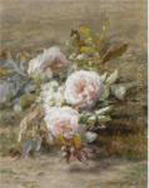 A Flower Still Life With Roses Oil Painting by Geraldine Jacoba Van De Sande Bakhuyzen