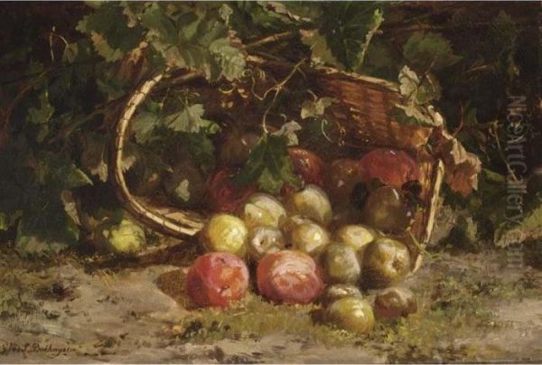 A Still Life With Plums Oil Painting by Geraldine Jacoba Van De Sande Bakhuyzen