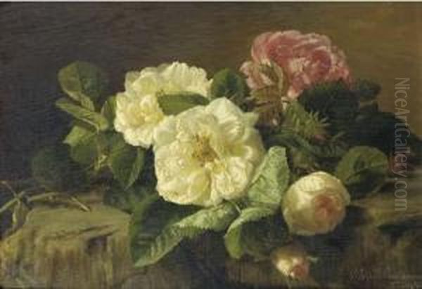 Wild Roses Oil Painting by Geraldine Jacoba Van De Sande Bakhuyzen