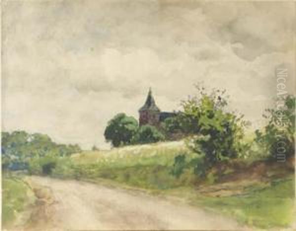 The Church At Vilsteren Oil Painting by Julius Jacobus Van De Sande Bakhuyzen