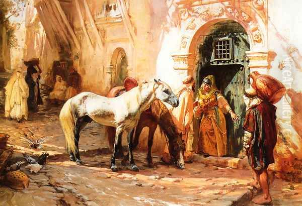 Scene in Morocco Oil Painting by F. A. Bridgeman