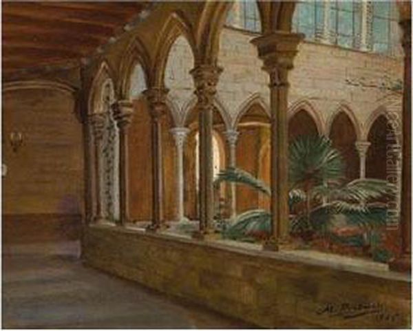 Claustro Oil Painting by Mateo Balasch Mateu