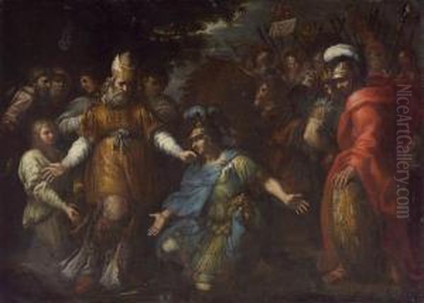 Achilles Quarrelling With Agamemnon(?) Oil Painting by Lazzaro Baldi