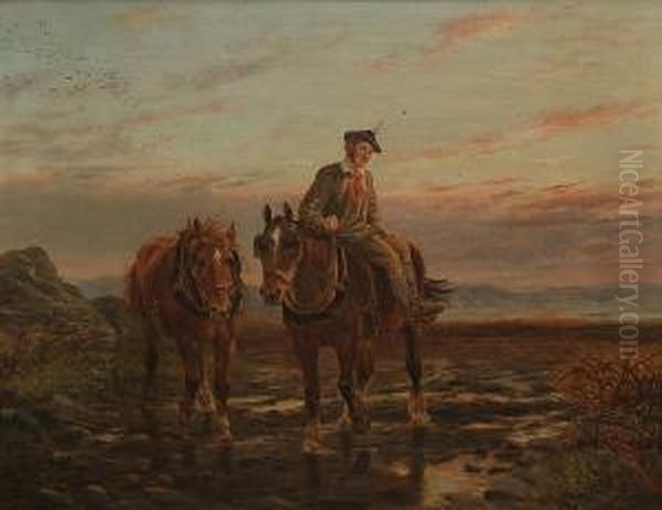 Coming Home Across The Moors Oil Painting by James Walsham Baldock