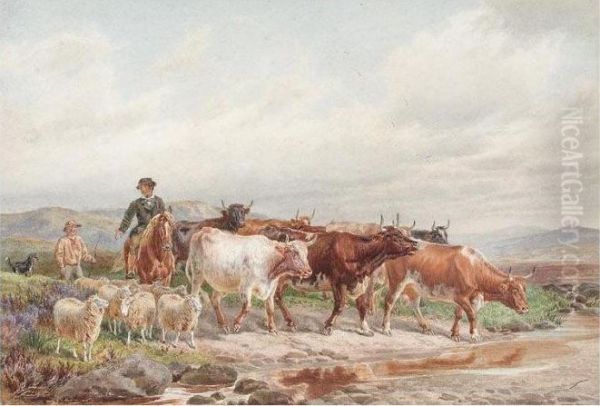 Driving Home The Herd Oil Painting by James Walsham Baldock