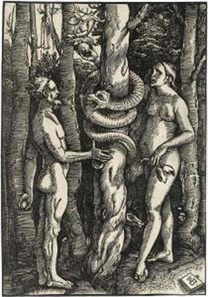 Adam Und Eva Oil Painting by Hans Baldung Grien