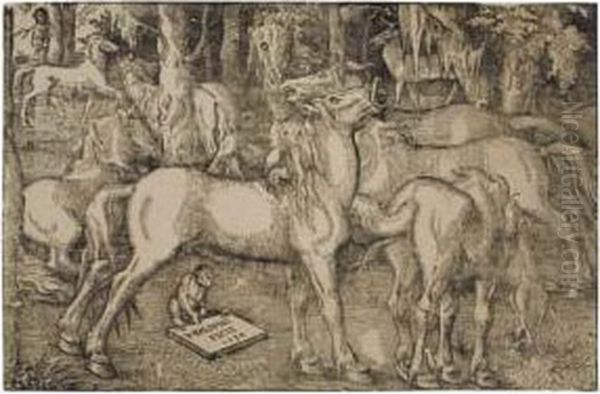 Group Of Seven Horses Oil Painting by Hans Baldung Grien