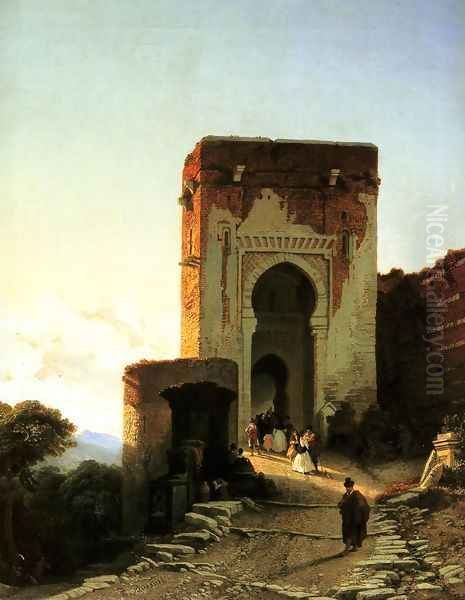 Porte de Justice, Alhammbra, Granada Oil Painting by Francois Antoine Bossuet