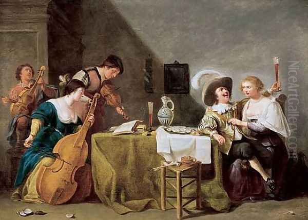 A Merry Musical Company 1635-45 Oil Painting by Jan Hermansz. van Biljert