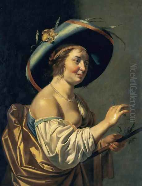 A Shepherdess Oil Painting by Jan Hermansz. van Biljert