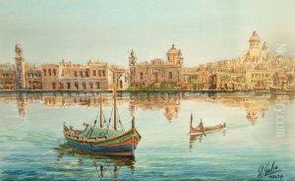 Vittoriosa, Grand Harbour And Mdina, The Old City, Malta Oil Painting by Edwin Bale