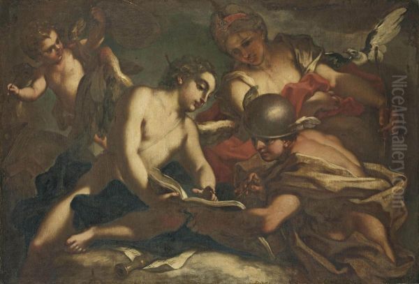 Mercury Instructing Cupid In The Arts Oil Painting by Antonio Balestra