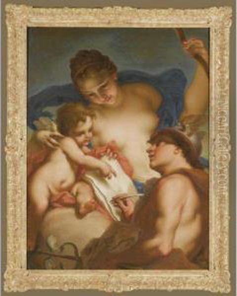 Venus, Mercury And Cupid Oil Painting by Antonio Balestra