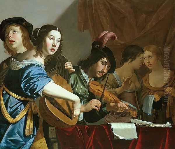 Musical Company Oil Painting by Jan Hermansz. van Biljert