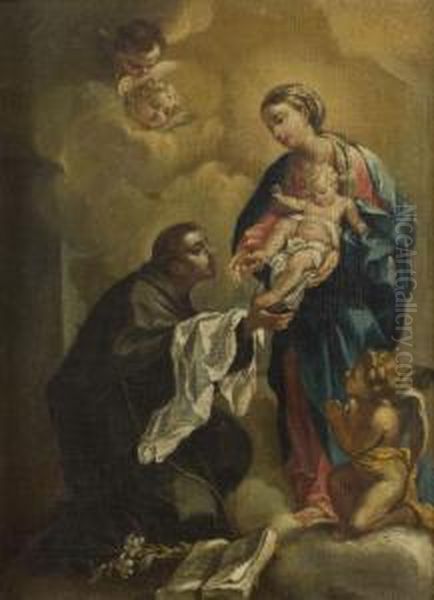 Madonna Con Bambino, S. Antonio Da Padova E Un Angelo Oil Painting by Antonio Balestra