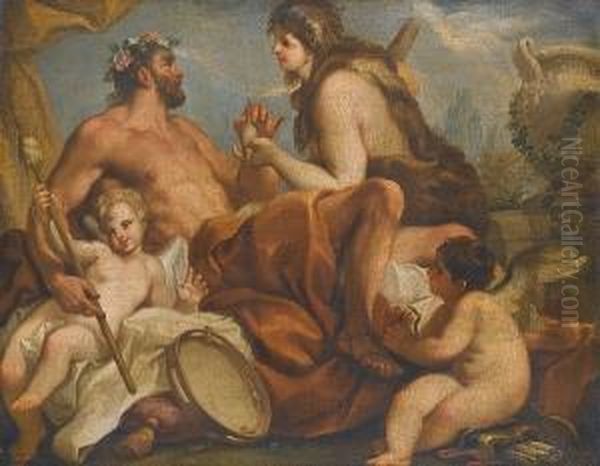 Hercules And Omphale Oil Painting by Antonio Balestra