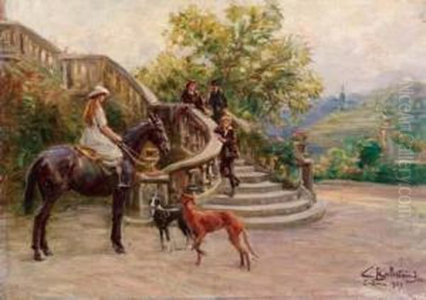 Al Parco Oil Painting by Carlo Balestrini