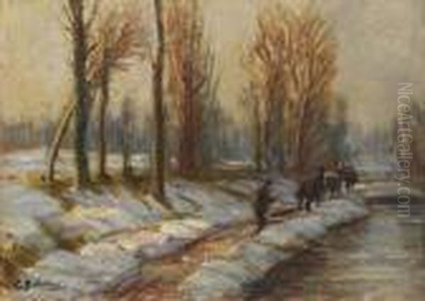 Paesaggio Innevato Oil Painting by Carlo Balestrini