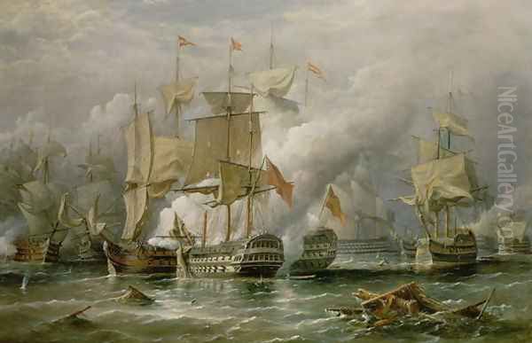 The Battle of Cape St. Vincent, 14th February 1797, 1881 Oil Painting by Richard Bridges Beechey