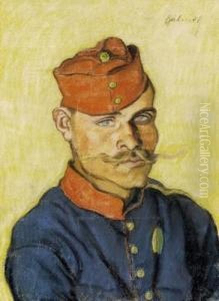 French Soldier Oil Painting by Rezso Balint