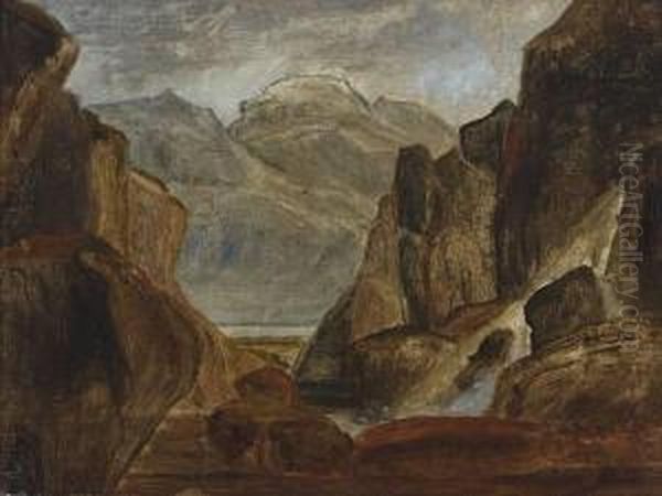 Fjellparti Oil Painting by Peder Balke