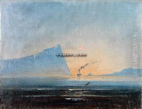 Kystlandskap Med Dampskip Oil Painting by Peder Balke