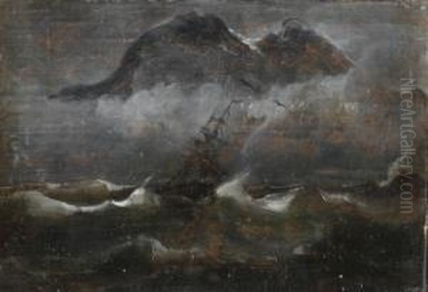 Seilbat I Kystlandskap Oil Painting by Peder Balke