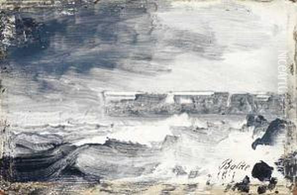 Fra Nordkapp Olje Pa Treplate Oil Painting by Peder Balke