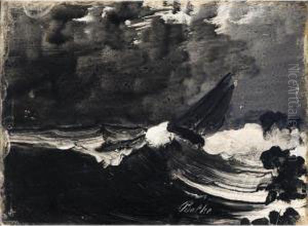 Bater I Storm (boat In Stormy Weather) Oil Painting by Peder Balke